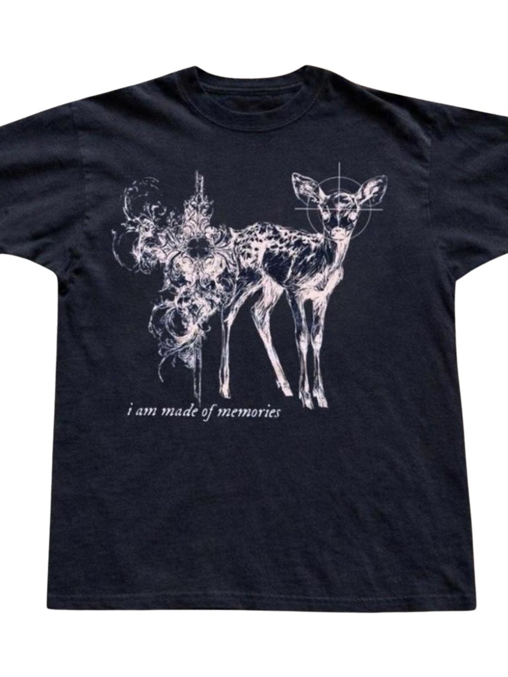 Black Graphic Deer Print Men’s T-Shirt - I Am Made of Memories